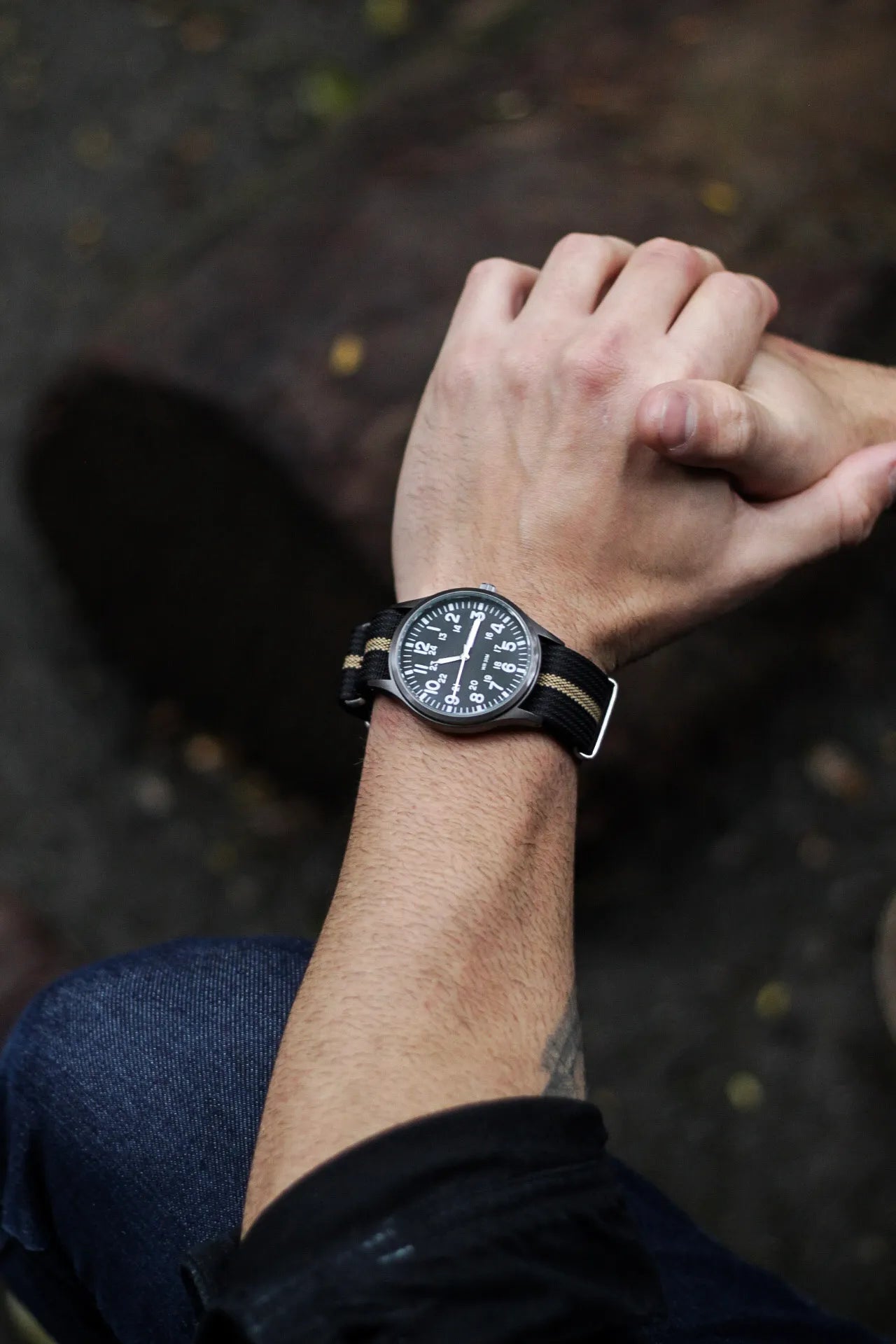 PULSEIRA NATO MILITARY PRETO E KHAKI