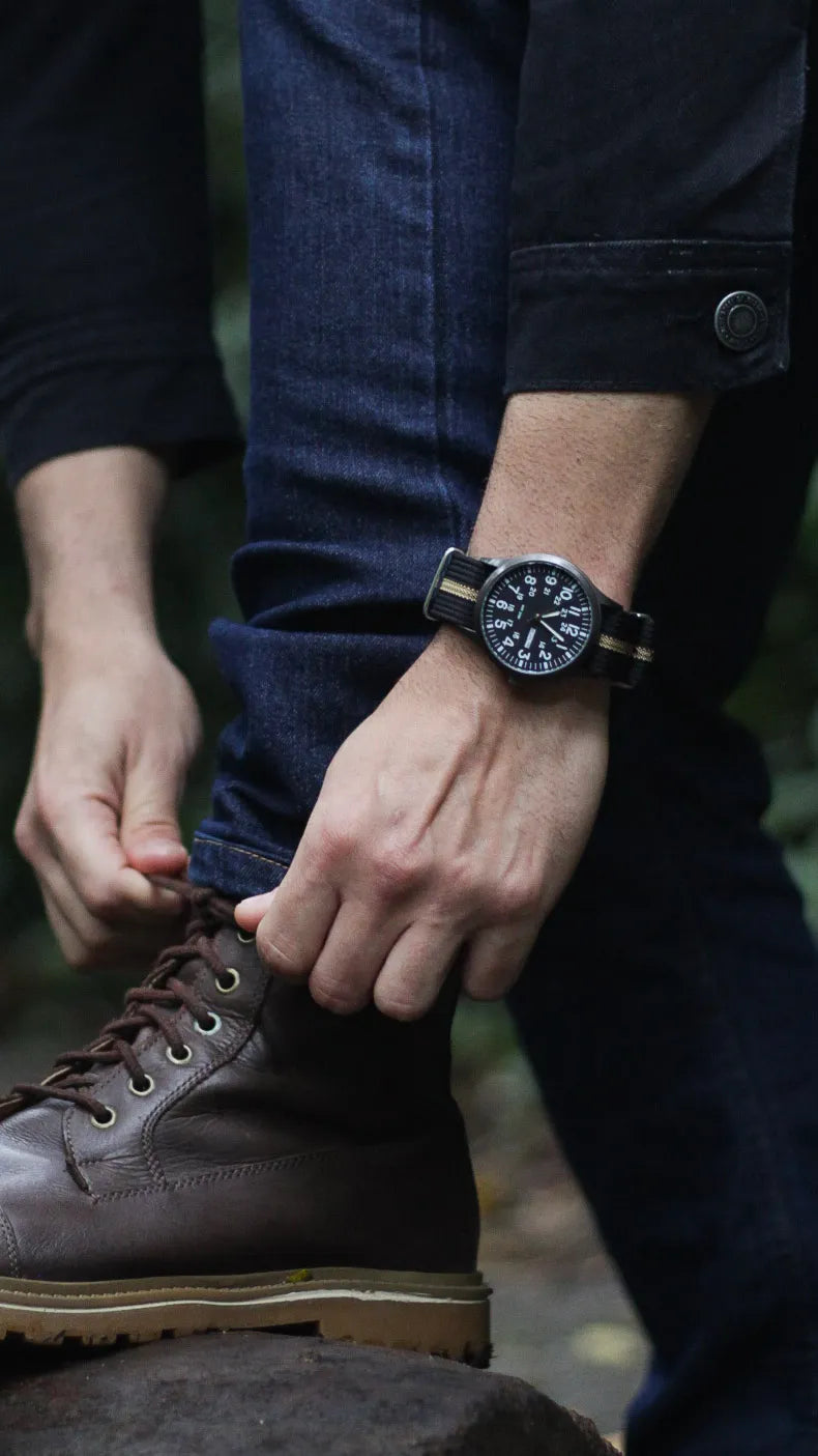 PULSEIRA NATO MILITARY PRETO E KHAKI