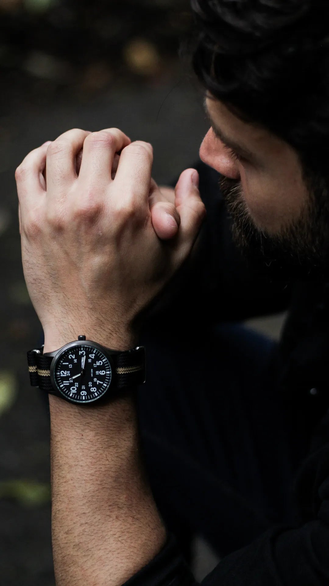 PULSEIRA NATO MILITARY PRETO E KHAKI